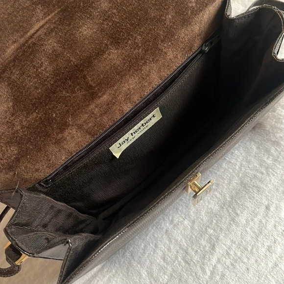 Vintage 1980’s Jay Herbert New York Accordion Style Brown Snakeskin Handbag - Picture 6 of 13